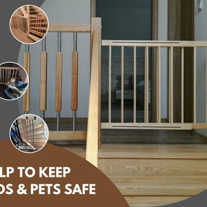 Versatile Wooden Safety Baby Gate Extendable 28.3'' 48''72-122cm Stair Gates For Baby Secure Wooden Stair Gates For Dogs Pet Safety Gate image 4