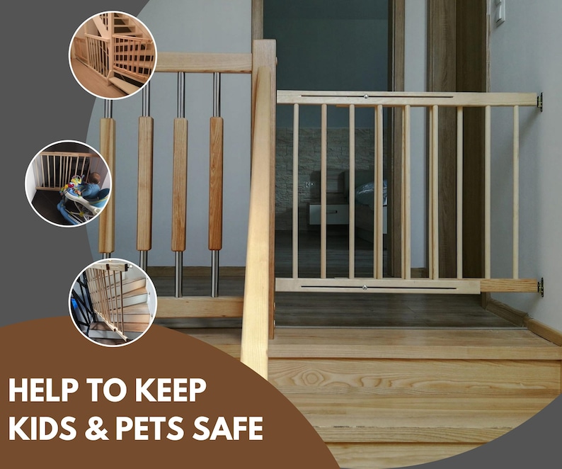 Versatile Wooden Safety Baby Gate Extendable 28.3'' Etsy