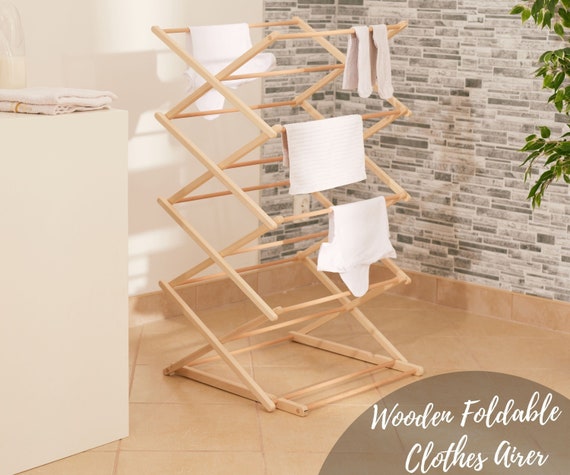 Wooden Clothes Airer, Indoor Laundry Clothes Drying Rack