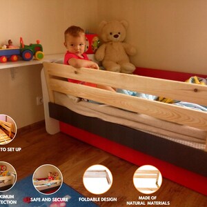 Universal Use Bed Rails Toddler Bed Guard Solid Wood Bed Rail For Toddlers Double Side Bed Barrier For Children Easy To Use Baby Bed Guard image 2