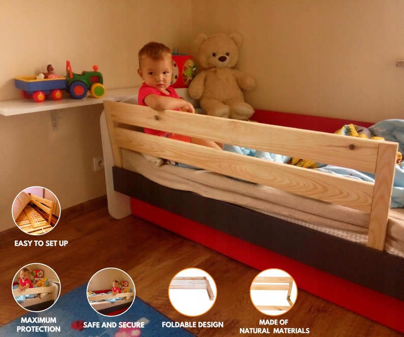 Universal Use Bed Rails Toddler Bed Guard Solid Wood Bed Rail For Toddlers Double Side Bed Barrier For Children Easy To Use Baby Bed Guard image 2