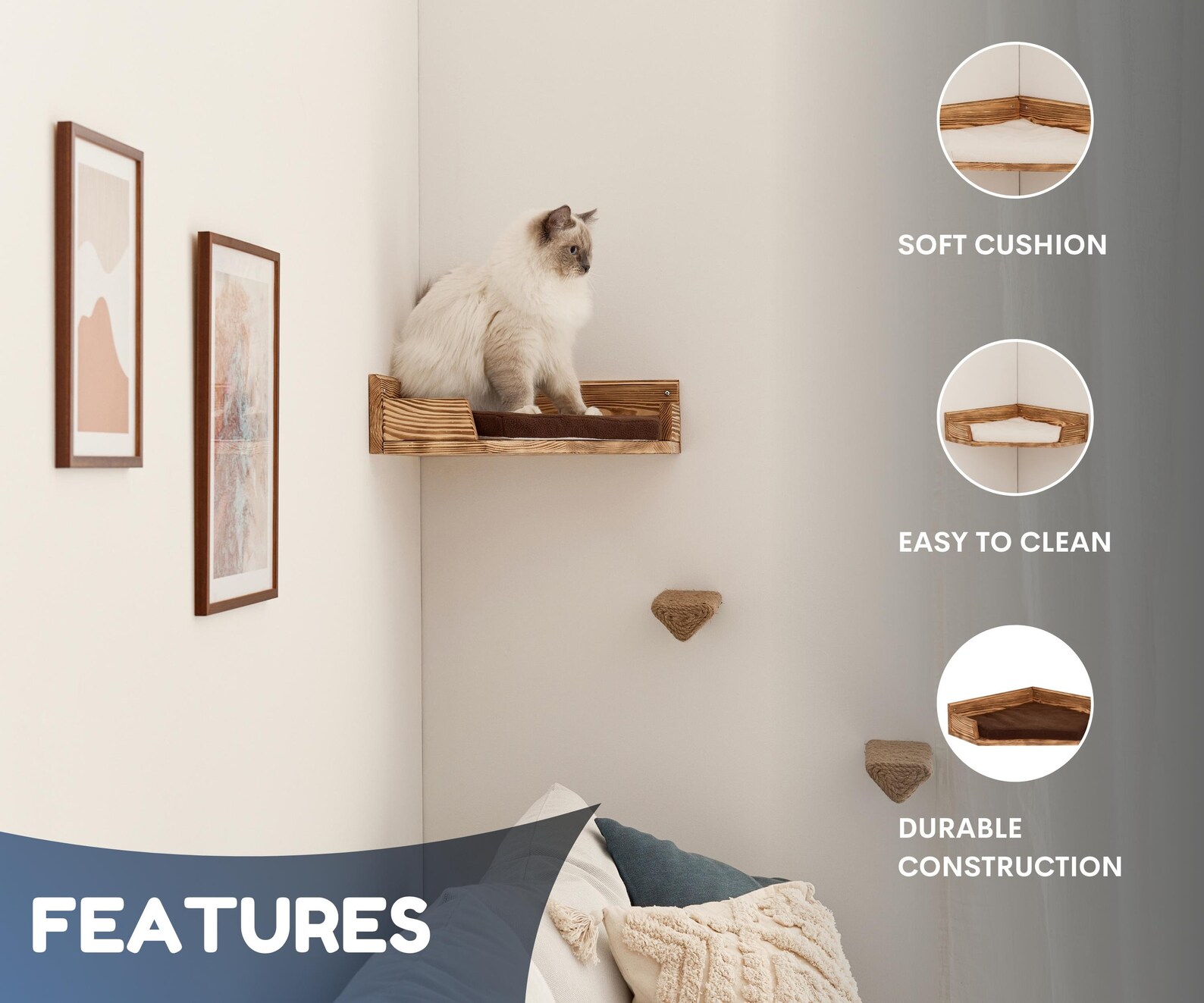 Corner Wood Cat Bed Wall Mounted Furniture for Pet Modern Cat Etsy