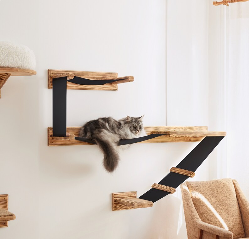 Large Wall Mounted Cat Shelf Play Platform With Bed Solid Etsy UK