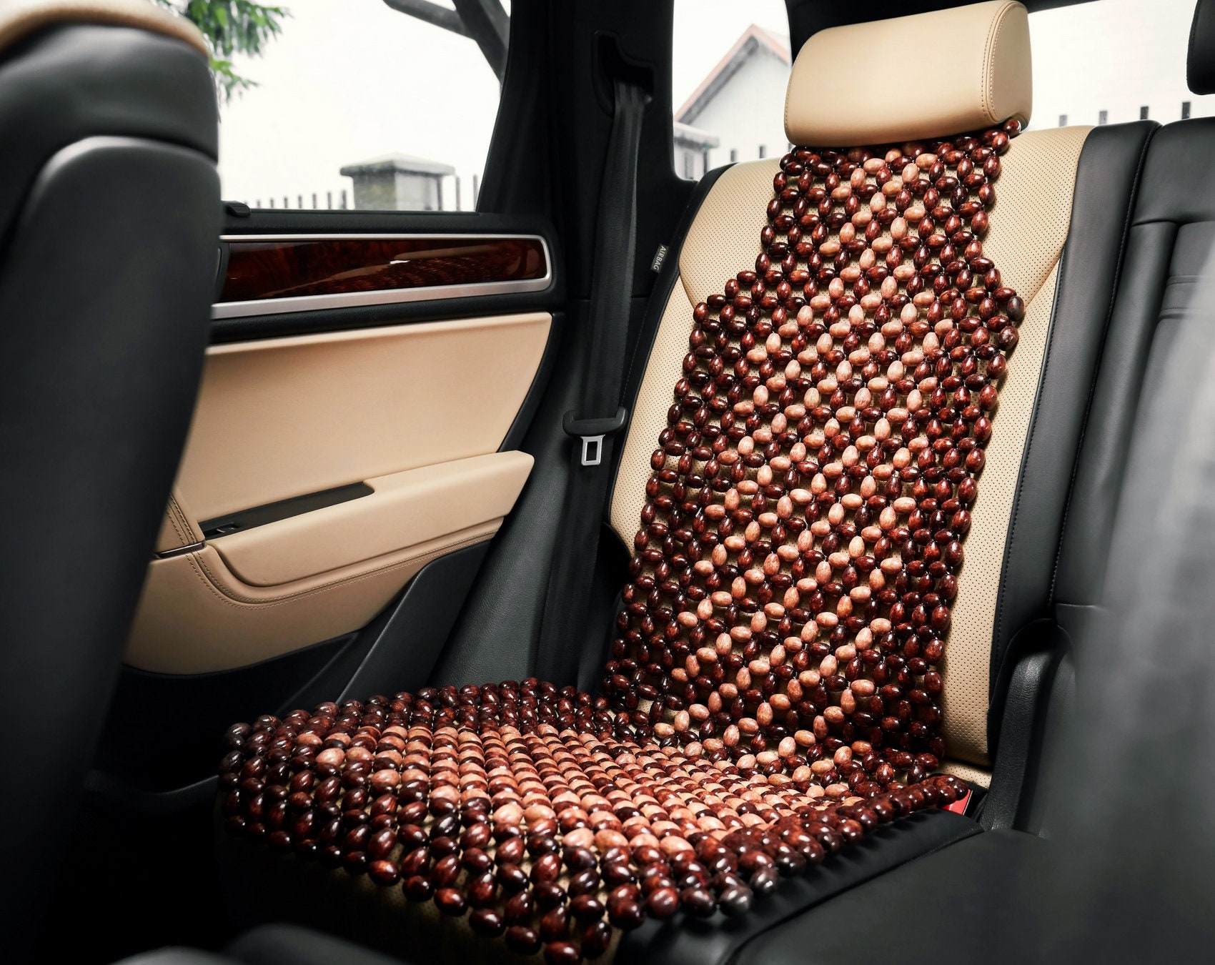 S-02 Dr.OX Natural Wood Beaded Seat Cover Massaging Cushion for Car Truck or Your Office Chair 
