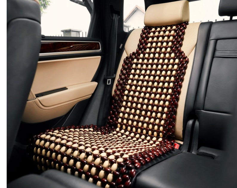 Bead Seat Cover From Quality Natural Wood Beads Universal Fit Light Colour Tone