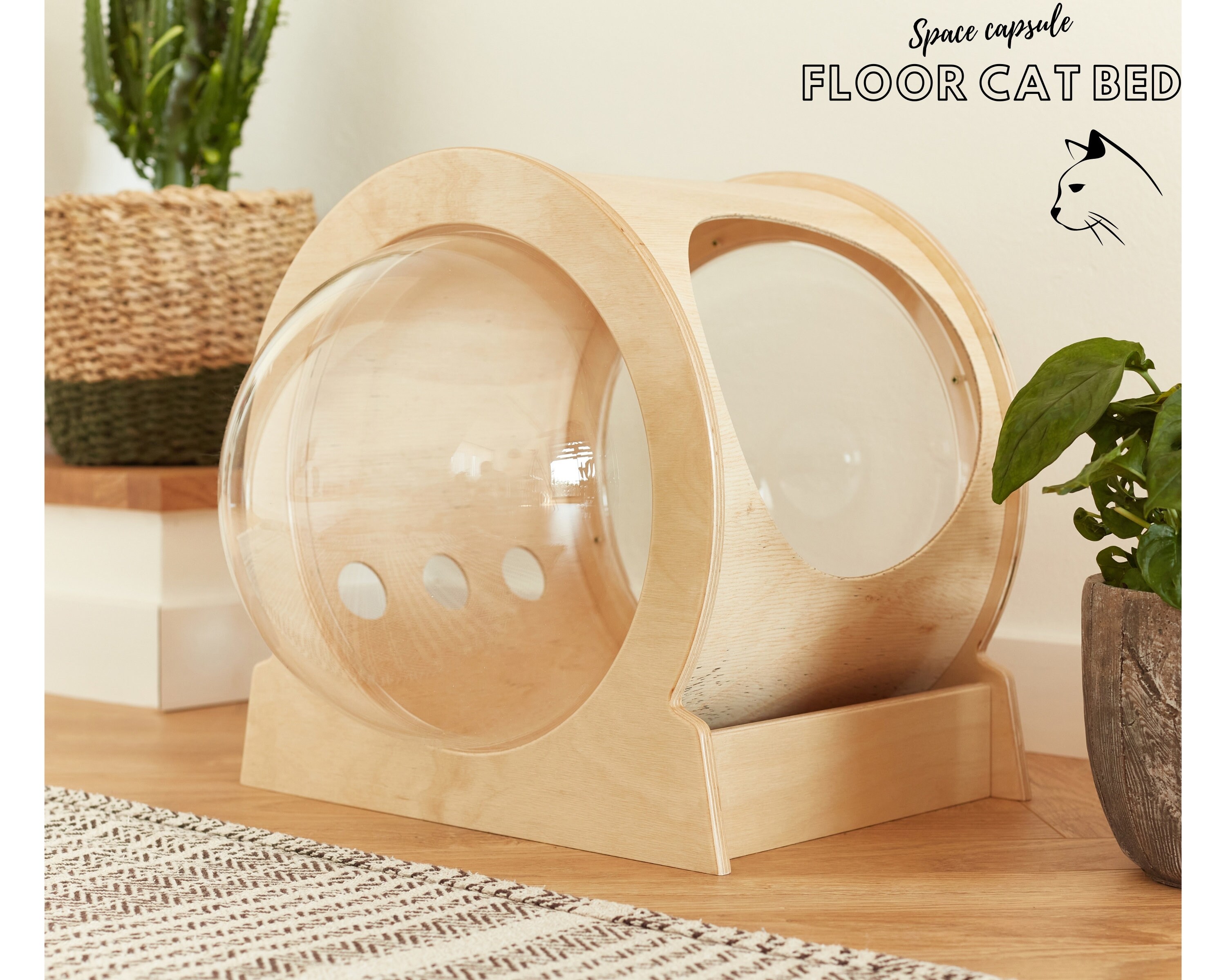 Cat Bed 2 Sided Space Capsule Floor Cat Hideout Cave Nest Etsy