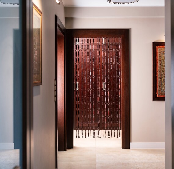 Door Curtain Screen From Wooden Beads Hanging Handmade Beaded Etsy