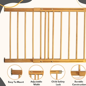 Versatile Wooden Safety Baby Gate Extendable 28.3'' 48''72-122cm Stair Gates For Baby Secure Wooden Stair Gates For Dogs Pet Safety Gate image 2