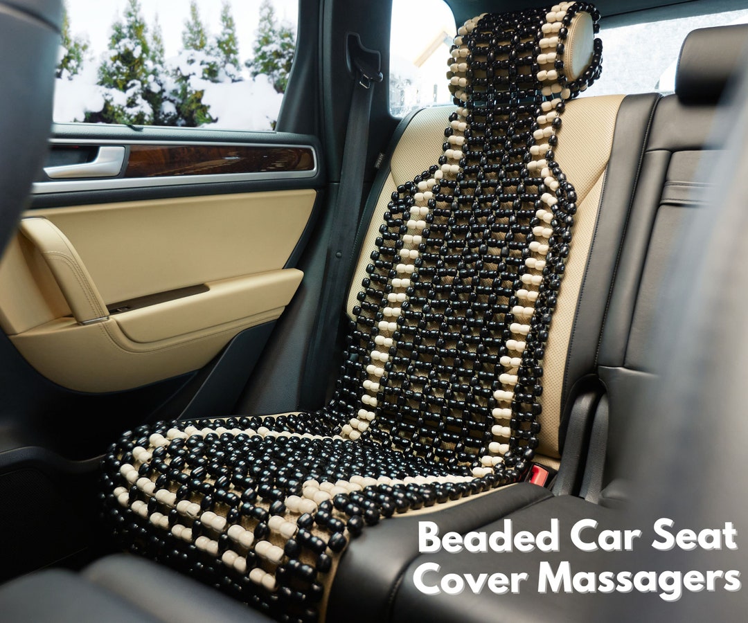 Universal Fit Car Seat Beads Wooden Beaded Comfort Seat Covers Massager 145cm L X 40cm W Natural