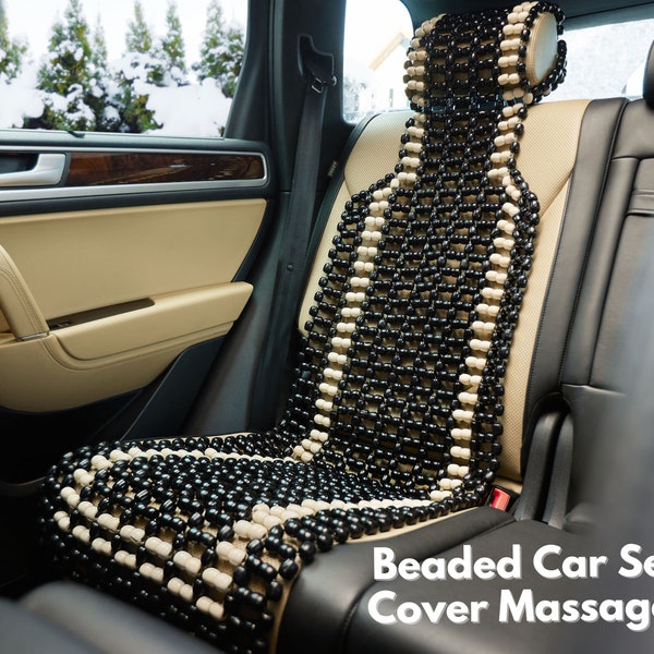 Universal Fit Car Seat Beads - Wooden Beaded Comfort Seat Covers Massager 145cm L x 40cm W - Natural Wood Ventilated Car Seat Cover
