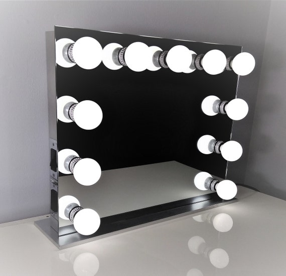 Silver Frameless Hollywood Lighted Vanity Makeup Mirror With Dimmer