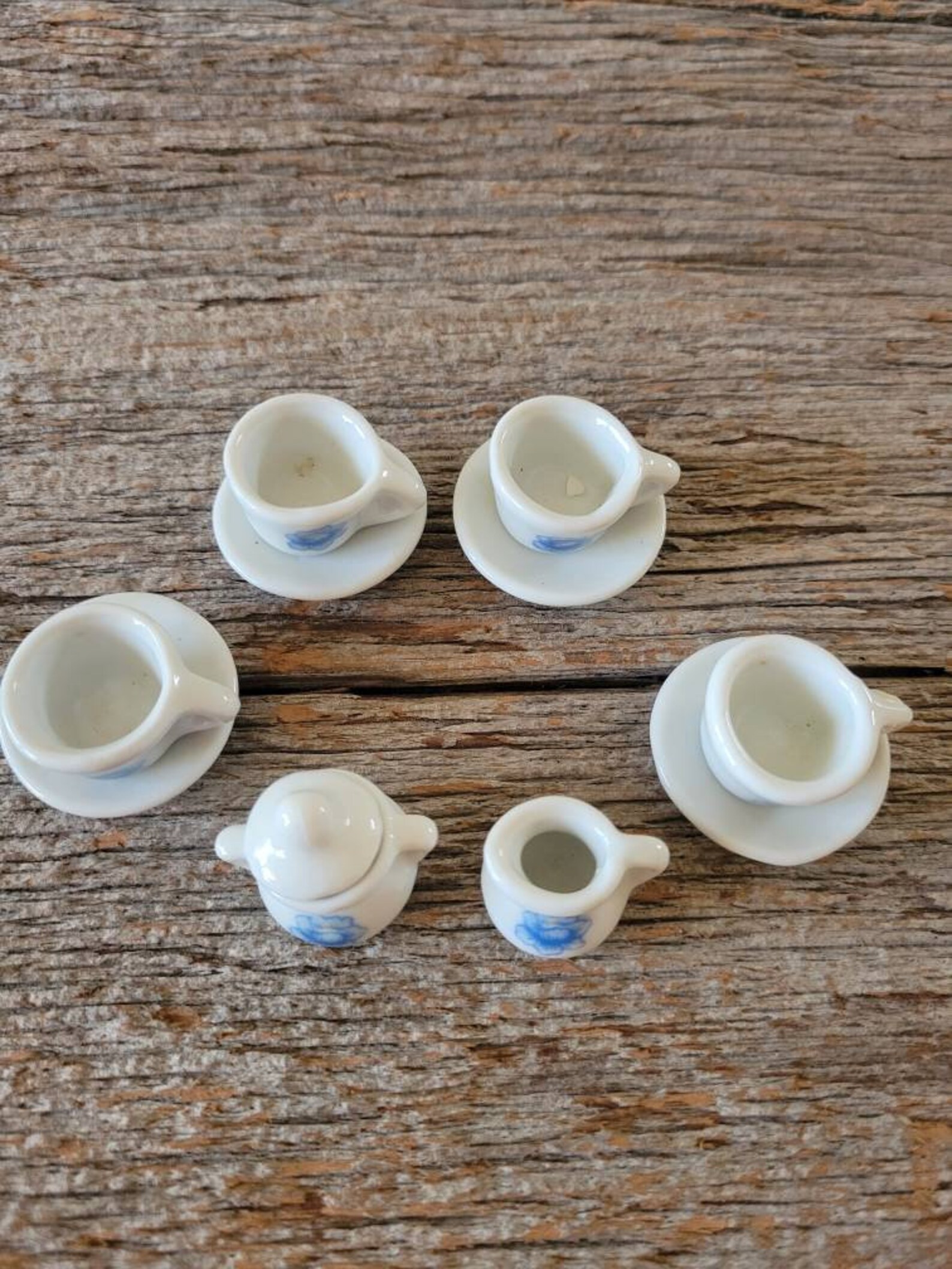 Doll House Tea Set Blue and White Tiny Tea Set 11 Peices Etsy