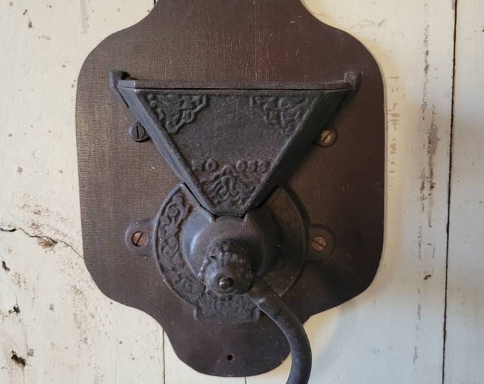 Vintage Wall Mount Coffee Grinder Cast Iron Hand Crank Antique Etsy