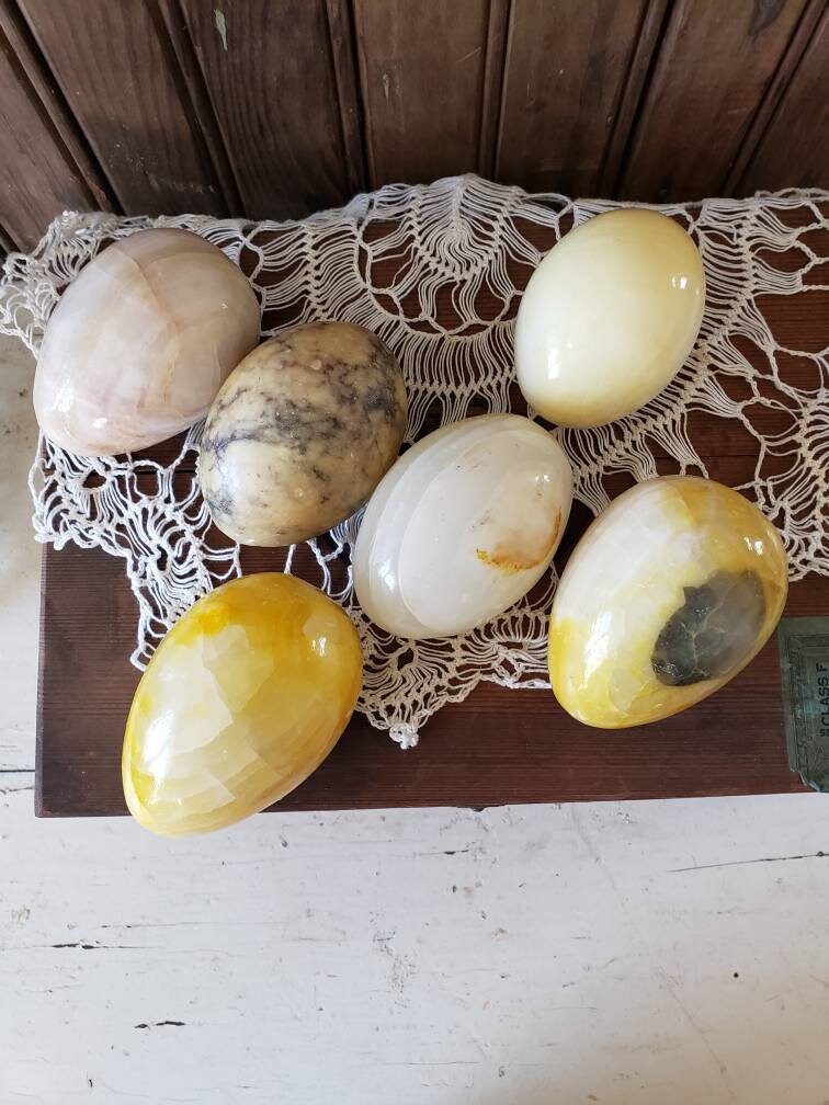Vintage Alabaster Eggs Stone Eggs Egg Decor Egg Display Etsy UK