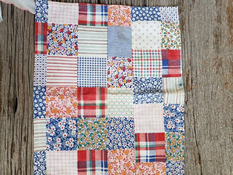 Vintage Handkerchiefs Set Of 4 Colors Of Blue Red And White 1950/'s Handkerchiefs vintage textiles Ladies Hankies