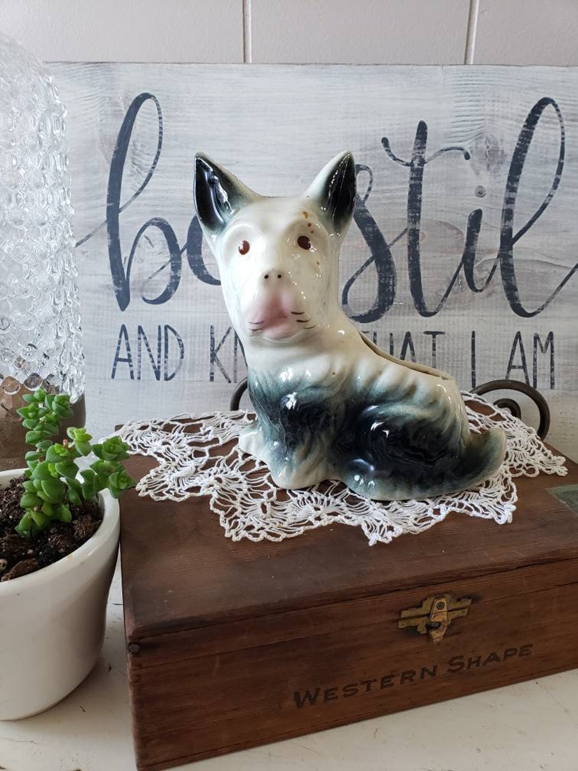 Vintage Hund Pflanzer Vintage Hund Blumentopf Terrier Dog Etsy