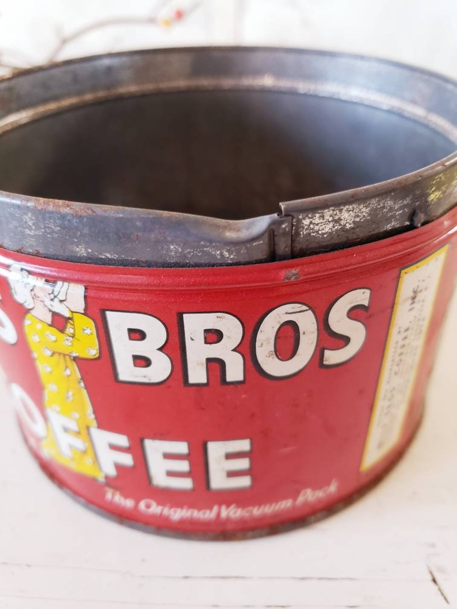 Vintage Coffee Can Tin Vintage Metal Coffee Can Rustic Etsy