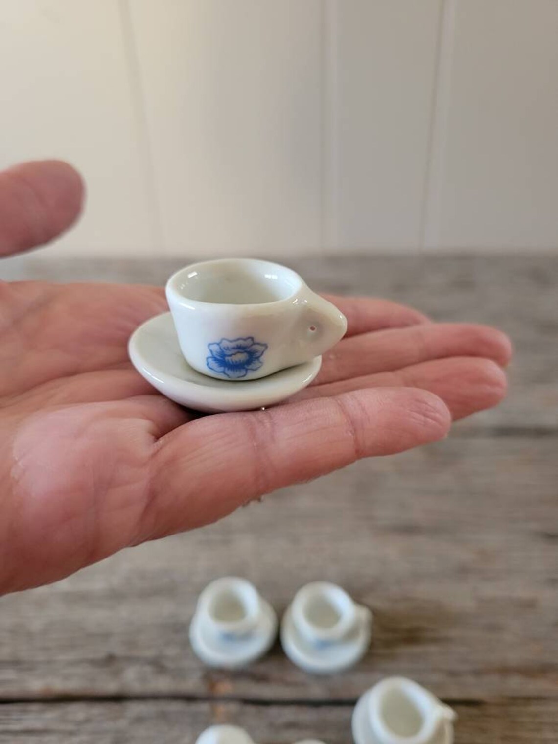 Doll House Tea Set Blue and White Tiny Tea Set 11 Peices Etsy