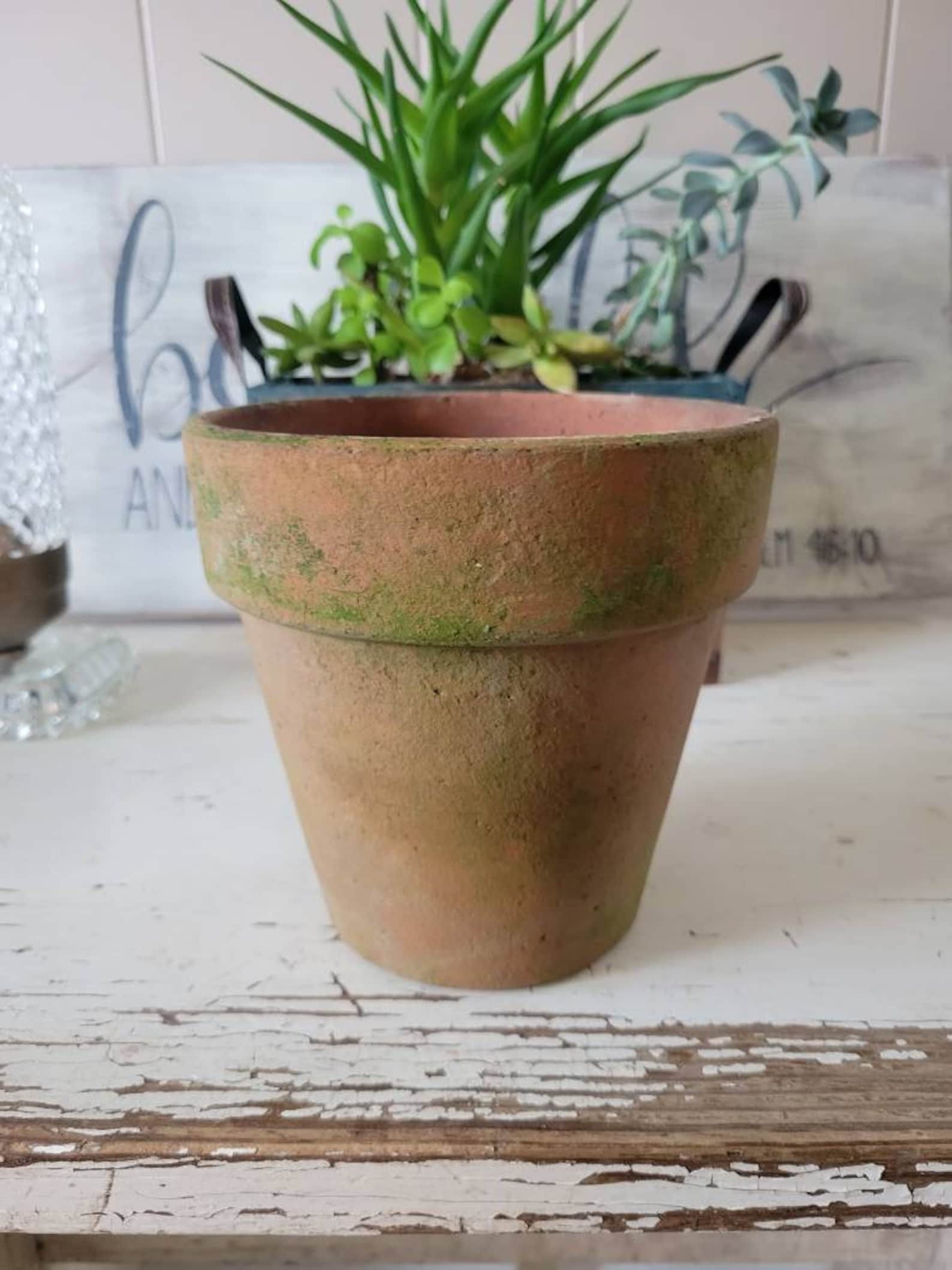Vintage Clay Flower Pots Terracotta Pots Natural Patina Etsy