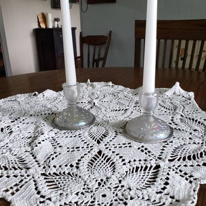 Vintage Glass Candle Stick Holders | Imperial Glass Iridescent Candle Holders Set Of Two Floral Design