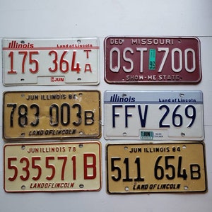 Vintage License Plates Set of 6