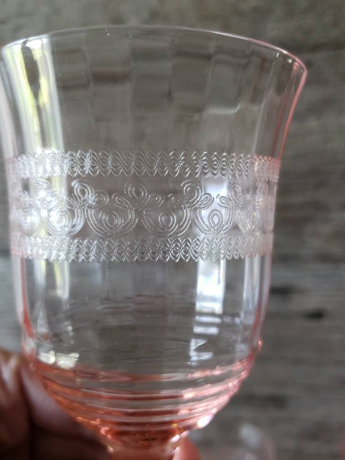 pink depression wine glasses