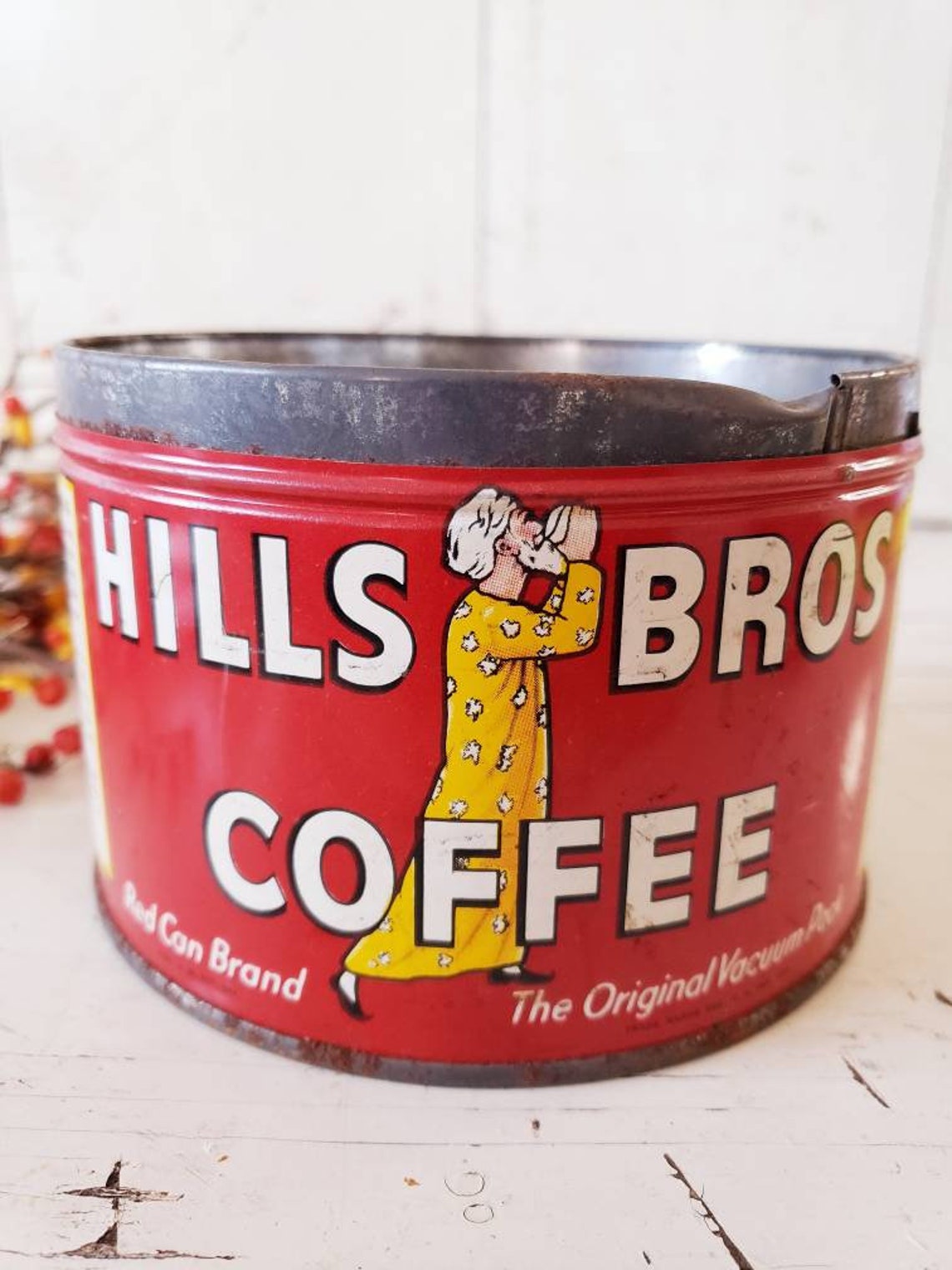 Vintage Coffee Can Tin Vintage Metal Coffee Can Rustic Etsy