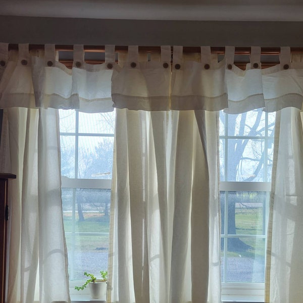 Tab Top Curtain Panals Valance Tab Top Ivory Cotton Curtain Panels With Tab Top