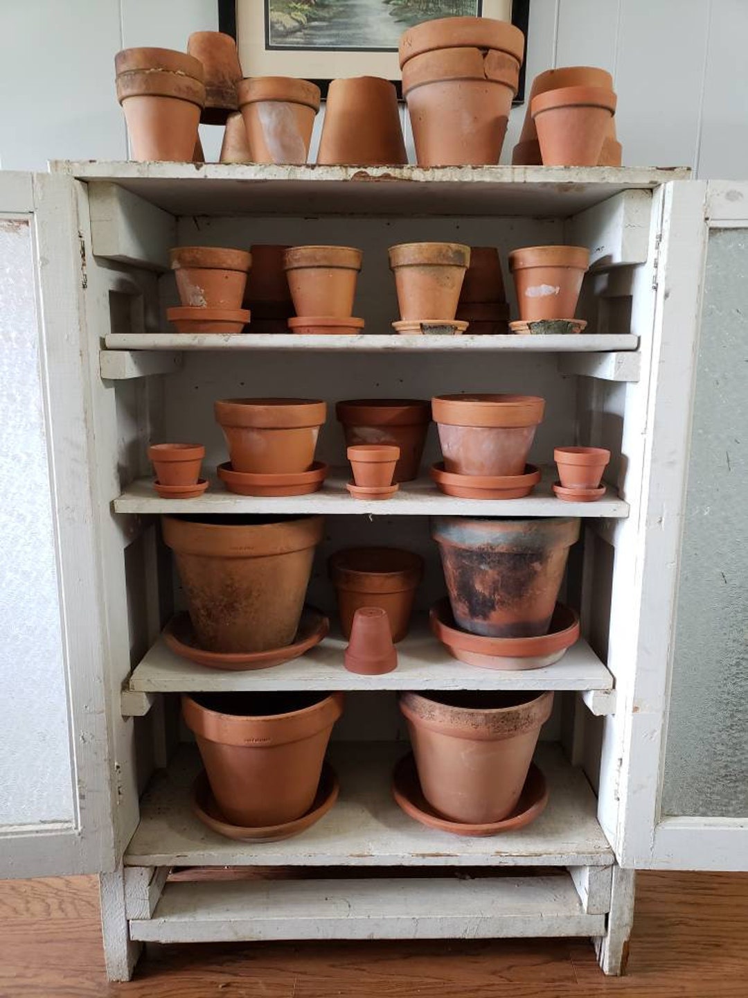 Vintage Clay Flower Pots Terracotta Pots Natural Patina Outdoor Wedding