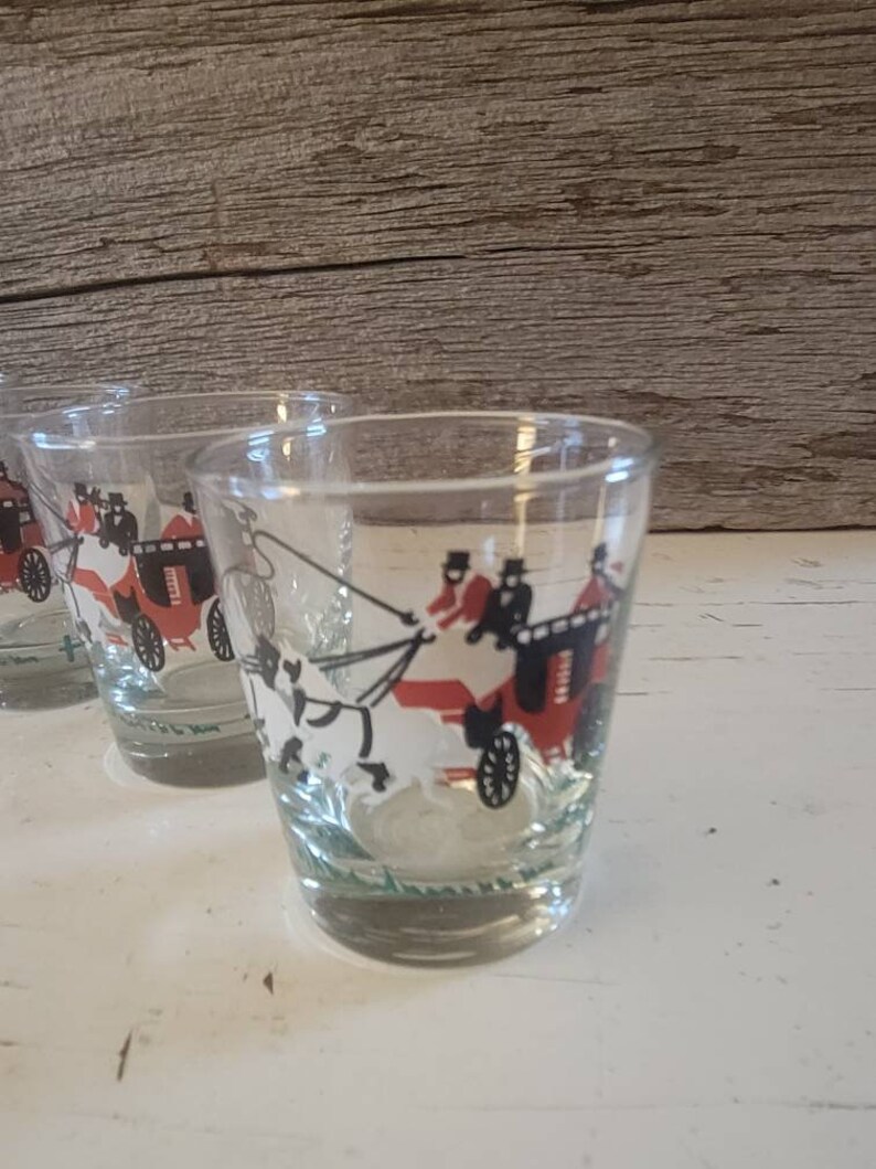 Vintage Libbey Low Ball Drinking Glasses Stagecoach Express Etsy