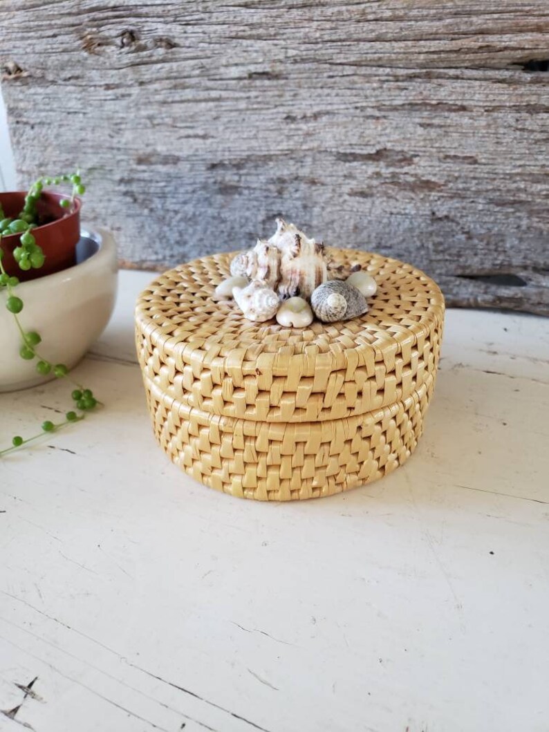 Set Of 5 Vintage Drink Coasters Coaster Caddy Basket Woven Coasters