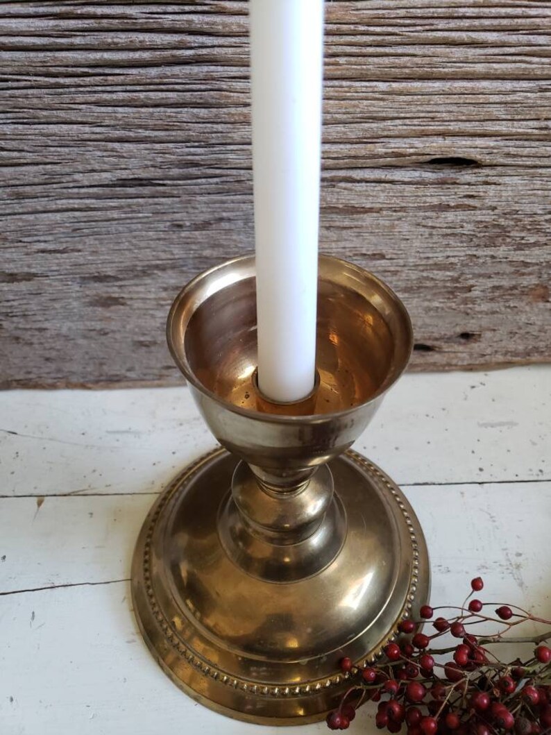 Vintage Brass Candle Stick Holder Large Candle Holder Etsy