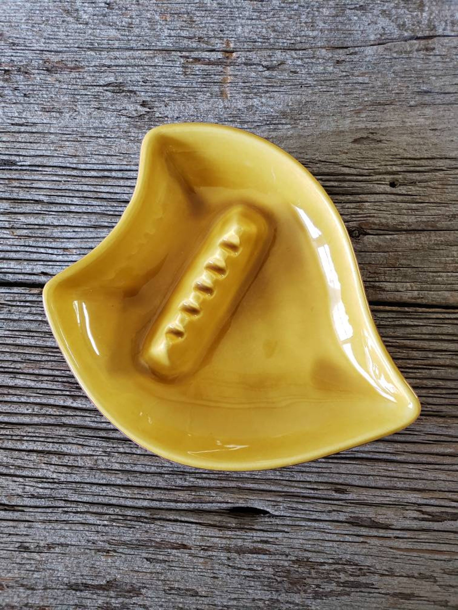 Vintage Yellow Ashtray Yellow Pottery Ashtray Vintage Etsy