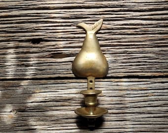 Vintage Brass Candle Stick Holder | Hangable Brass Candle Holder | Metal Brass Candlestick Holder | Brass Pear Candle Holder