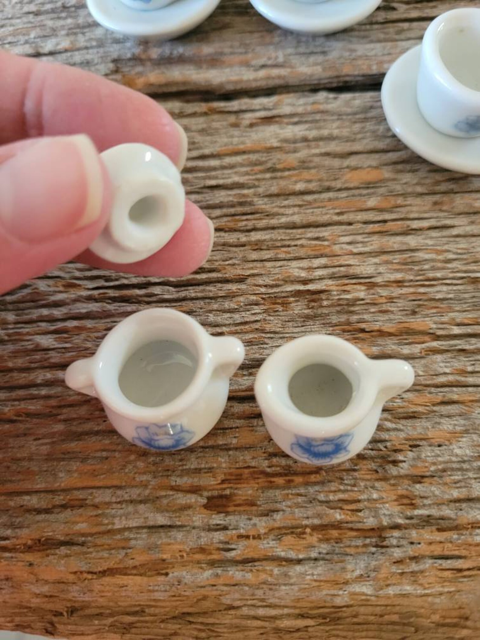 Doll House Tea Set Blue and White Tiny Tea Set 11 Peices Etsy