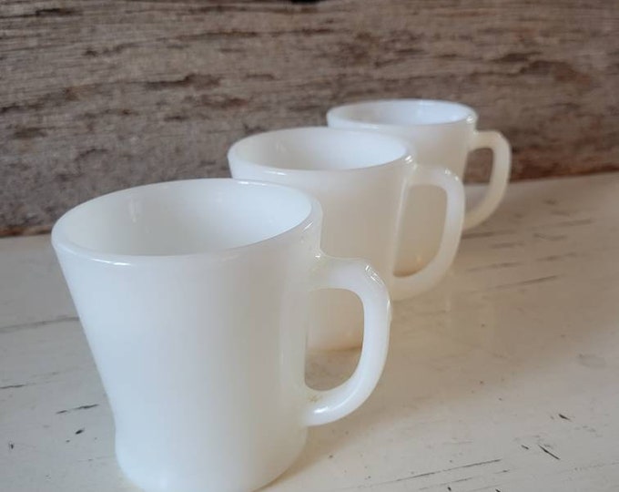 Vintage Fire King Mugs White Mugs Set of 3 White Fire King Etsy