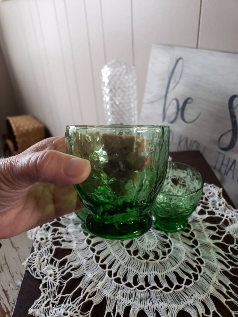 Vintage Green Driftwood Seneca Juice Glasses. Drinking Etsy
