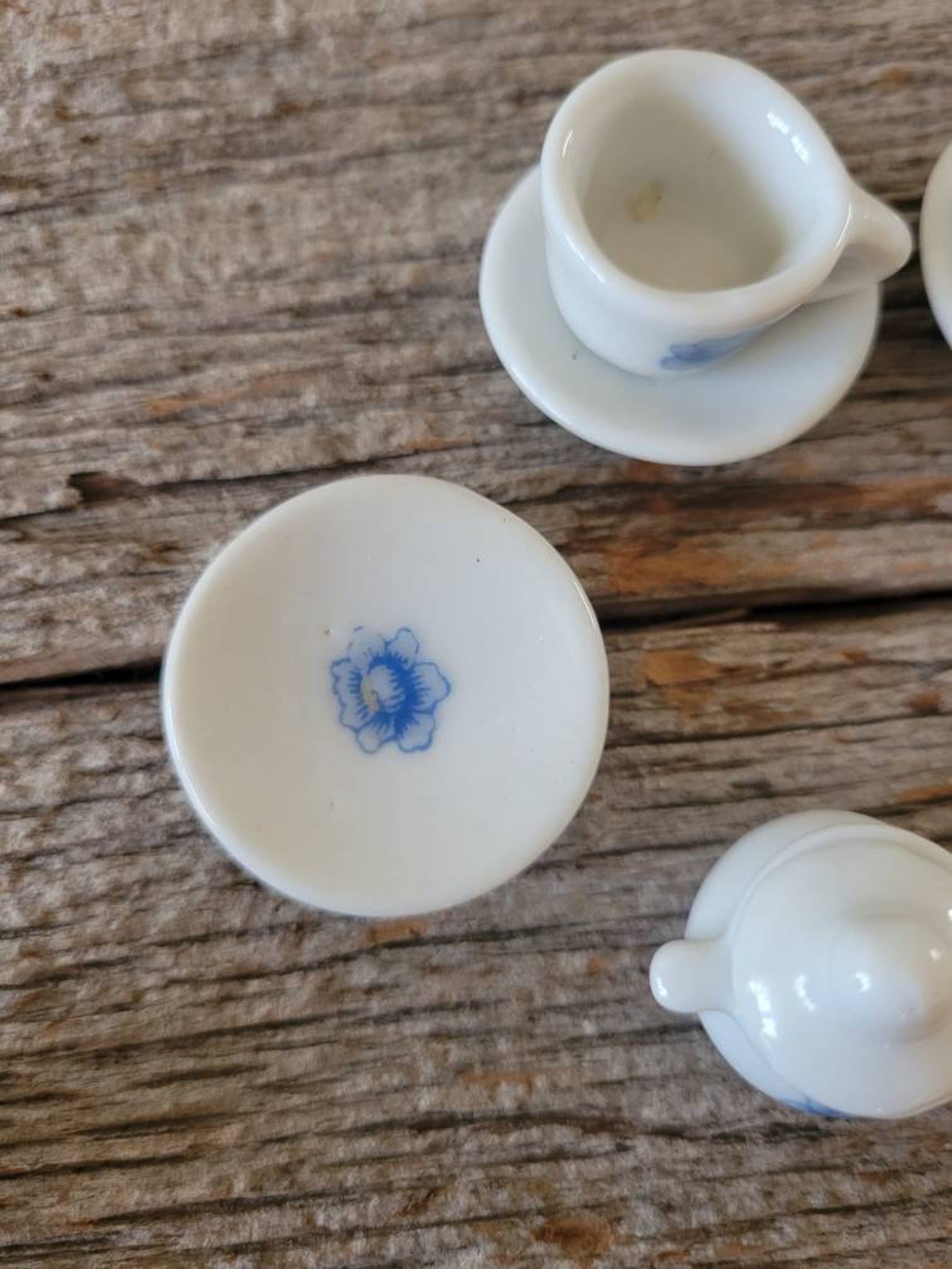 Doll House Tea Set Blue and White Tiny Tea Set 11 Peices Etsy