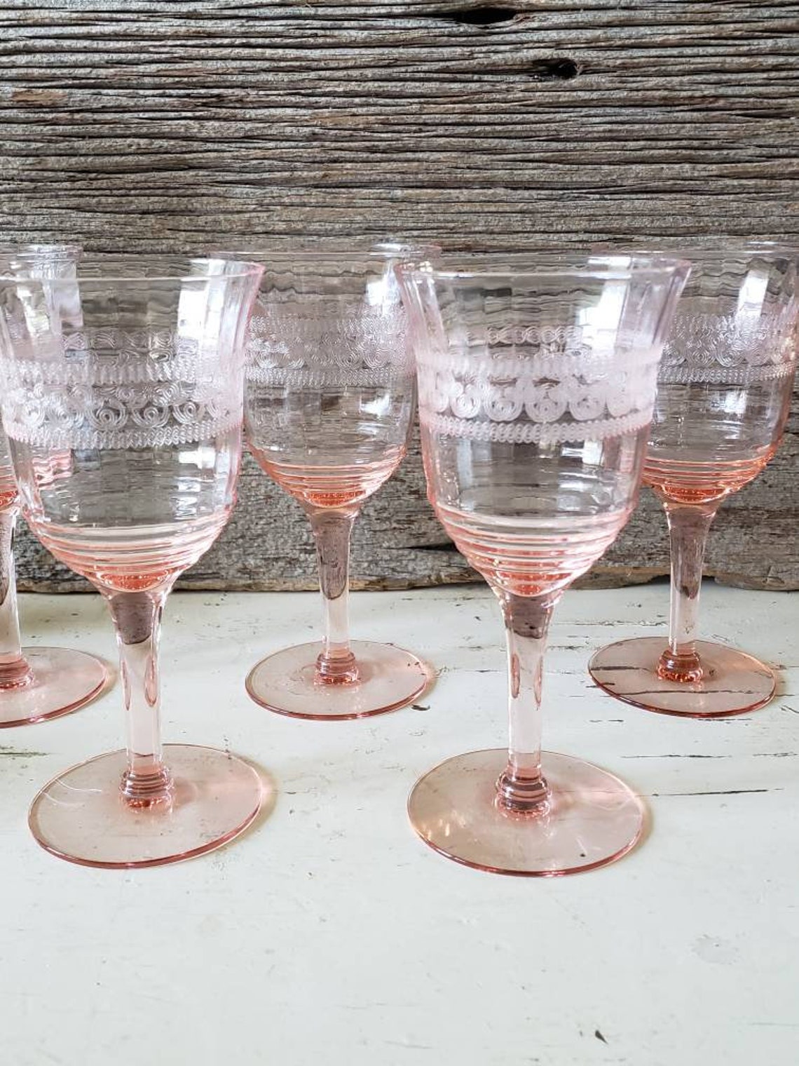pink depression wine glasses