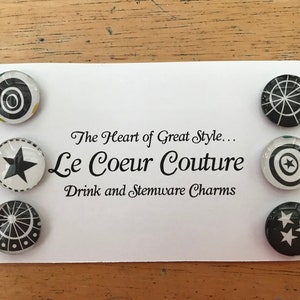 Drink Charms - "Black and White", Contrast, Magnetic, Stemware, Drink, Beverage, Charms, Glass