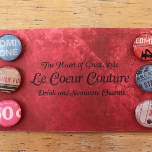 Dryckesberlocker - "Arkadkul", Familj, Spelkväll, Insläppt, Biljetter, Magnetisk, Glasglas, Dryck, Dryck, Berlocker, Glas