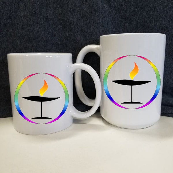 Unitarian Universalist Rainbow Flaming Chalice; a symbol for diversity and inclusiveness. UU LGBT