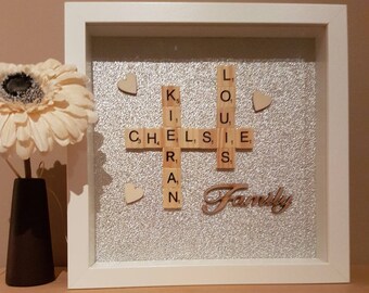Family scrabble frame, Christmas family gift, personalised Christmas frame, personalised Christmas gift, personalised scrabble frame