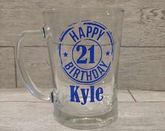 Personalised Sugar Skull Birthday Pint Glass Ideal 18th 21st 30th 40th 50th Gift