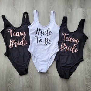 Hen party swimwear, bachelorette party, bride tribe, team bride, bride swimming costume, personalised swimsuit, bridesmaid swimsuit