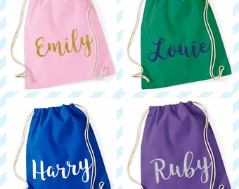 Personalised Exotic Animals Children/'s PE Swimming School Kids Drawstring Bag