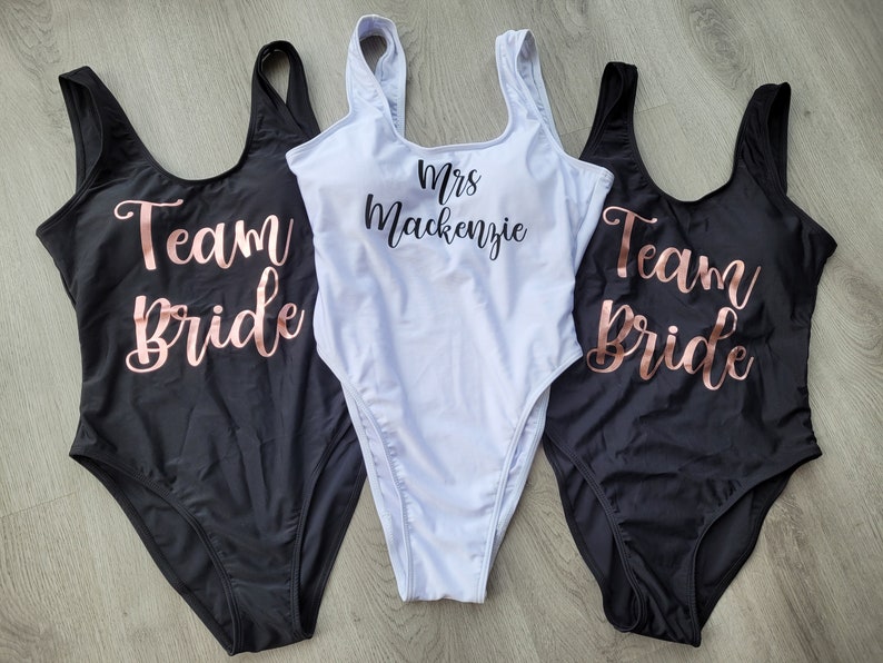 Hen party swimwear, bachelorette party, bride tribe, team bride, bride swimming costume, personalised swimsuit, bridesmaid swimsuit image 5