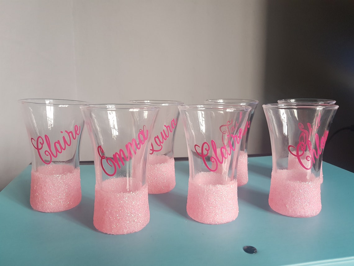 Glitter Shot Glasses Personalised Shot Glasses Hen Party Etsy