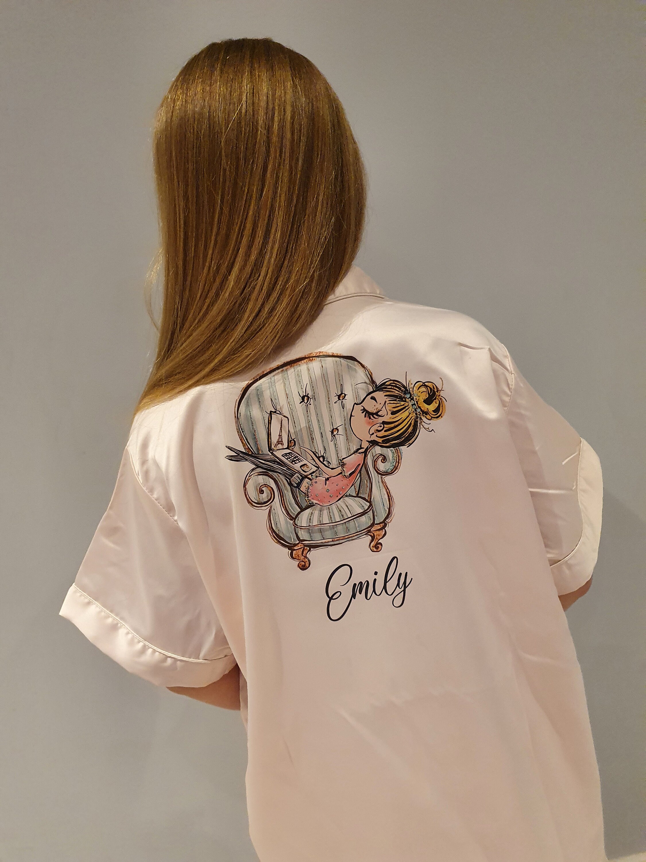 girls personalised satin pyjamas
