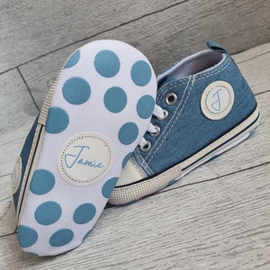 Personalised baby shoes, toddler shoes, first shoes, soft sole shoes, personalised baby gift, first birthday gift, canvas shoes, kids shoes image 1